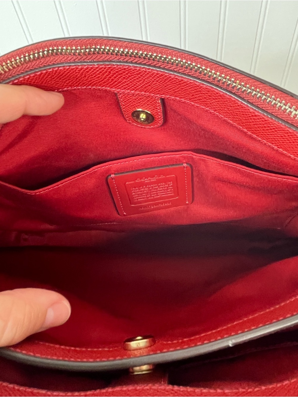 Coach Brooke Carryall Washed Red Crossgrain Leather Shoulder Bag Crossbody Purse - Picture 10 of 13